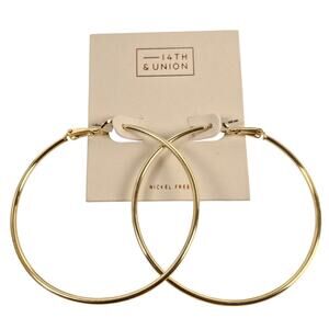 14th & Union Gold Tone Large Hoop Earrings 2.25" Nickel Free Jewelry Pierced